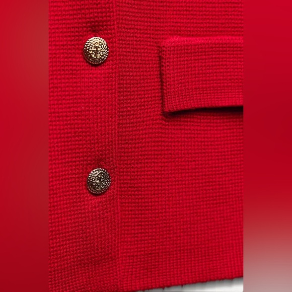 Zara NWT Red knit sweater cardigan with gold buttons - Picture 2 of 4